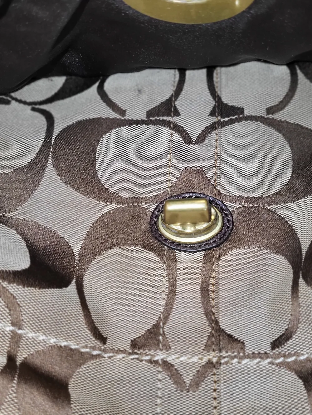 COACH Vintage Ergo Khaki Canvas Leather Pleated Hobo Bag 11601